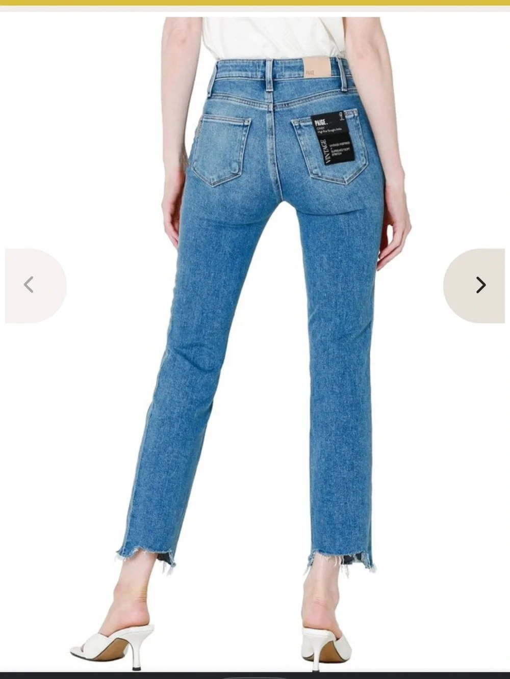 PAIGE Mid Wash High-Rise Cropped Jeans - Blue